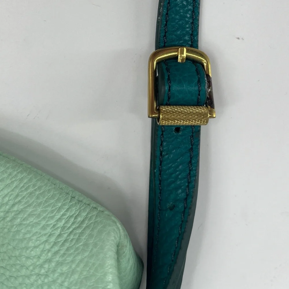 J Crew Leather Crossbody / Clutch with Pink & Green Color block and Fold Over - Picture 2 of 11